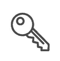 Line art icon of a key, symbolizing access and security for integration partners. Related to business accounting software, Xero, and QuickBooks solutions.