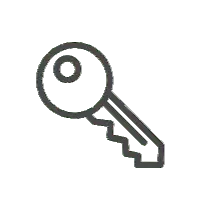 Line art icon of a key, symbolizing access and security for integration partners. Related to business accounting software, Xero, and QuickBooks solutions.