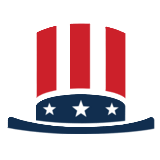 Certified US Government contractor icon: Uncle Sam hat for management services and supply in Asia