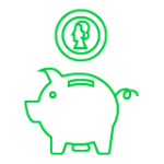 Cost-effective outsourced CFO: Piggy bank icon representing savings and real-time strategy