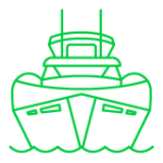 Supply chain efficiency icon: Ship representing procurement and competitive prices