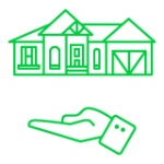 Financial legacy protection icon: Hand holding a house for asset preservation across generations