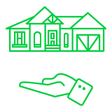 Financial legacy protection icon: Hand holding a house for asset preservation across generations