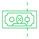 Cross-border tax optimization icon: Bill/Money divided in half for deductions and enhanced profitability